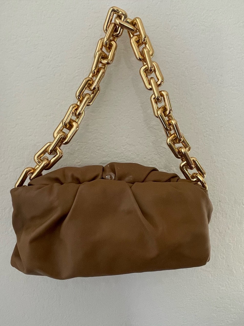 Bottega Veneta The Chain Pouch Teak Brown Leather Gold Chain